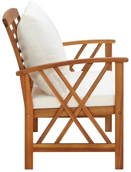 Garden Bench Garden Bench with Cushions 119cm Solid Acacia Wood Lateral view