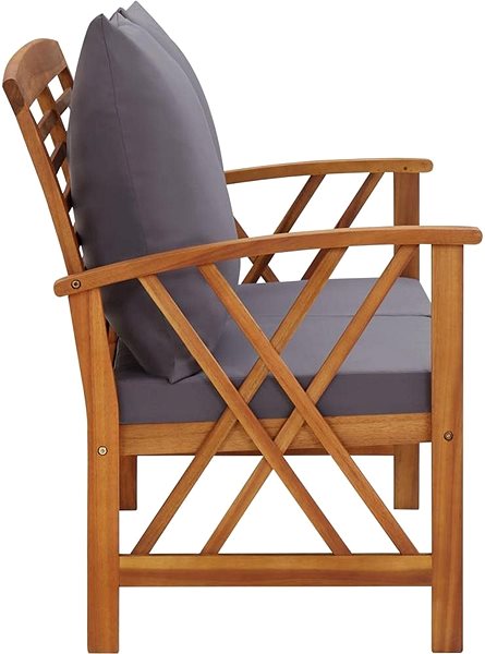 Garden Bench Garden Bench with Cushions 119cm Solid Acacia Wood Lateral view