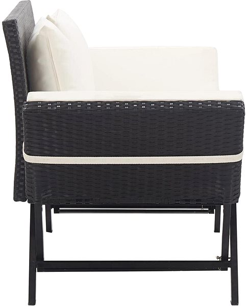 Garden Bench Garden Bench with Cushions 176cm Black Polyrattan Lateral view