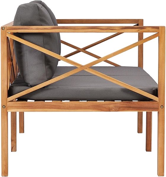 Garden Bench Garden Bench with Grey Cushions Solid Teak Wood Lateral view