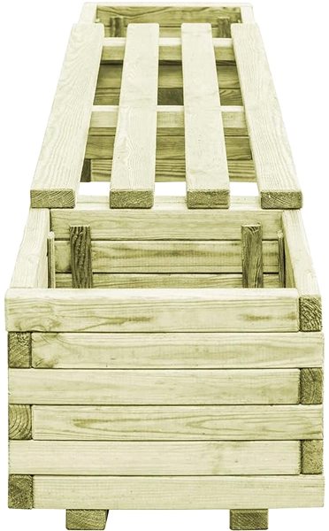 Záhradná lavička Záhradná lavica s kvetináčom impregnované borovicové drevo 196 × 40 × 36 cm (Š × H × V) Bočný pohľad