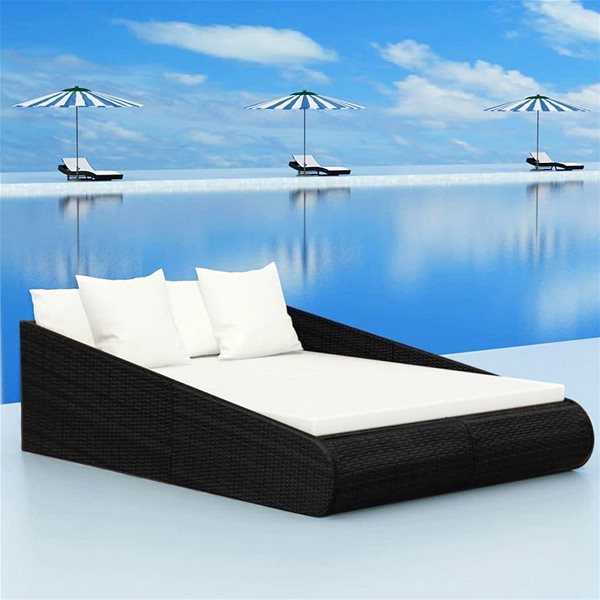 Zahradní postel Zahradní postel černá 201 x 139 cm polyratan Lifestyle