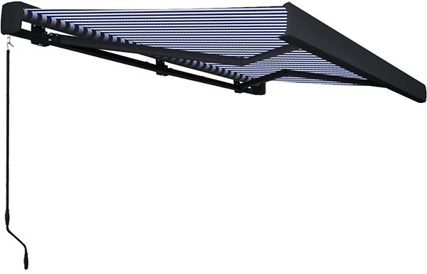Markíza Kazetová markíza na ručné ovládanie 350 × 250 cm modro-biela Bočný pohľad