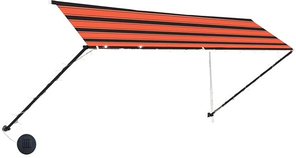 Markíza Zaťahovacia markíza s LED svetlom 400 × 150 cm oranžovo-hnedá Bočný pohľad