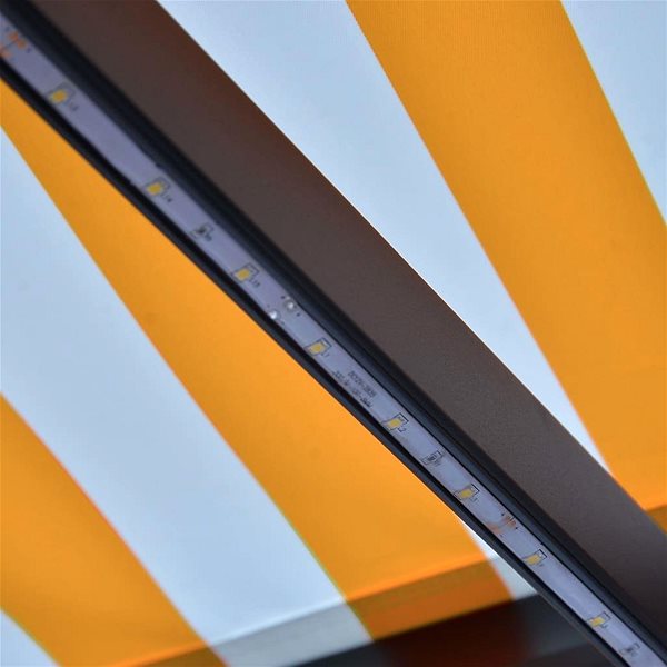 Markíza Ručne zaťahovacia markíza senzor vetra a LED 300 × 250 cm žlto-biela Vlastnosti/technológia