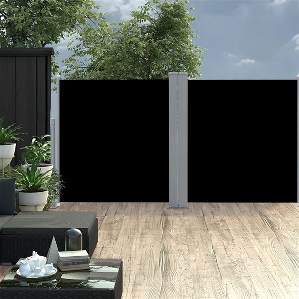 Markíza Zaťahovacia bočná markíza/zástena čierna 120 × 600 cm Lifestyle