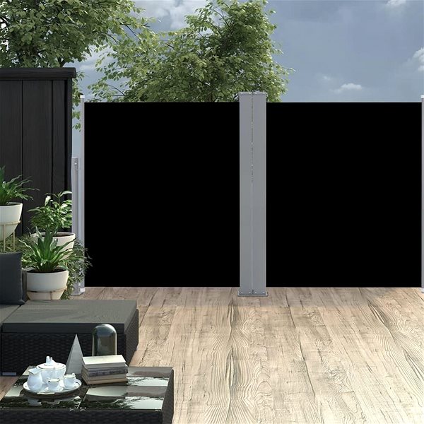 Markíza Zaťahovacia bočná markíza/zástena čierna 140 × 600 cm Lifestyle