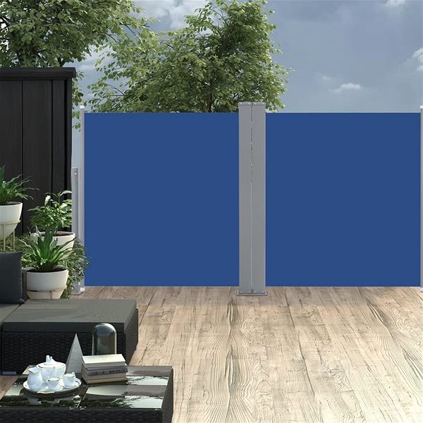 Markíza Zaťahovacia bočná markíza/zástena modrá 100 × 600 cm Lifestyle