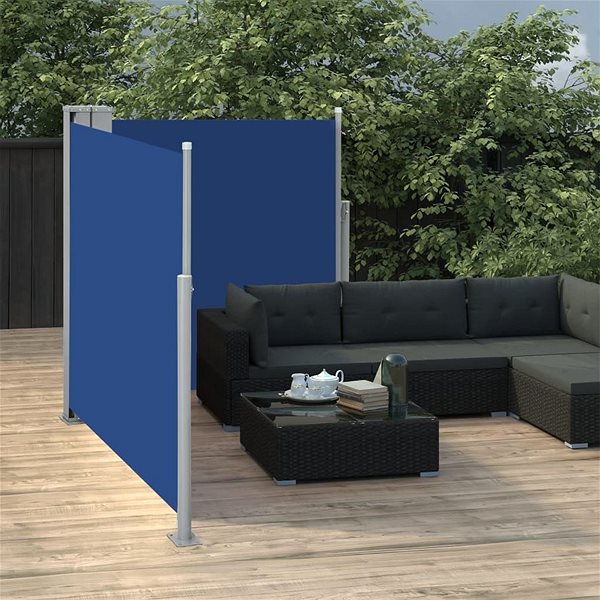 Markíza Zaťahovacia bočná markíza/zástena modrá 100 × 600 cm Lifestyle
