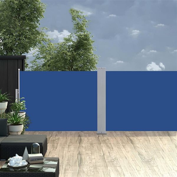 Markíza Zaťahovacia bočná markíza/zástena modrá 120 × 1000 cm Lifestyle