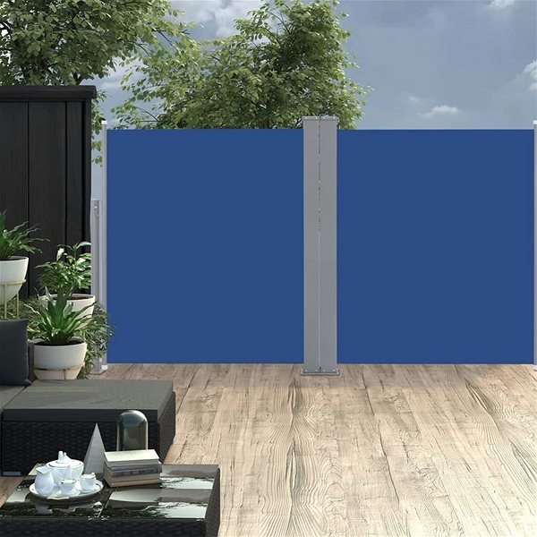 Markíza Zaťahovacia bočná markíza/zástena modrá 160 × 600 cm Lifestyle