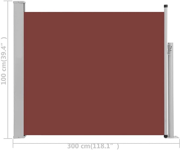 Markíza Zaťahovacia bočná markíza/zástena na terasu 100 × 300 cm hnedá ...
