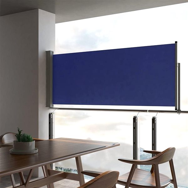 Markíza Zaťahovacia bočná markíza/zástena na terasu 100 × 300 cm modrá Lifestyle
