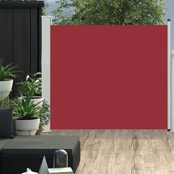 Zástena Zaťahovacia bočná markíza/zástena na terasu 100 × 300 cm červená Lifestyle