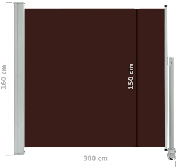Markíza Zaťahovacia bočná markíza/zástena na terasu 160 × 300 cm hnedá ...