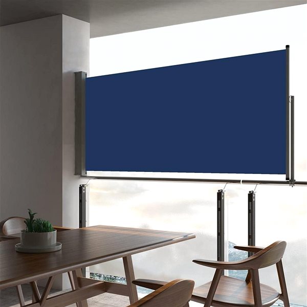 Markíza Zaťahovacia bočná markíza/zástena na terasu 60 × 300 cm modrá Lifestyle