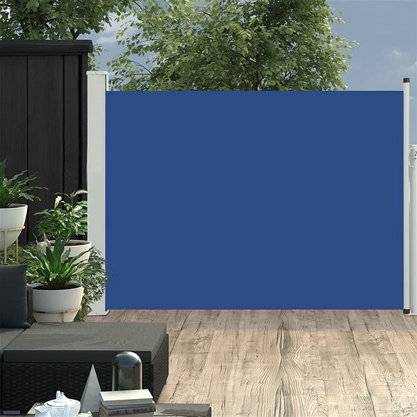 Markíza Zaťahovacia bočná markíza/zástena na terasu 100 × 500 cm modrá Lifestyle