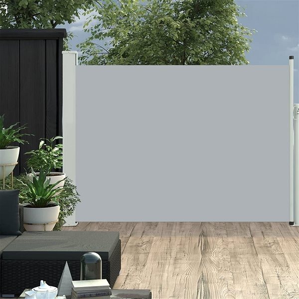 Markíza Zaťahovacia bočná markíza/zástena na terasu 100 × 500 cm sivá Lifestyle