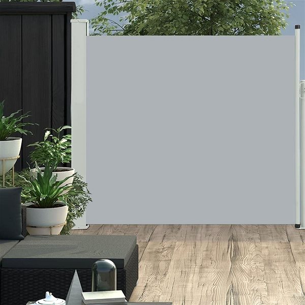 Markíza Zaťahovacia bočná markíza/zástena na terasu 170 × 300 cm sivá Lifestyle