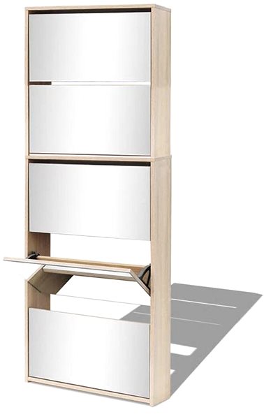 Shoe Rack Five-tier mirrored shoe rack, oak 63x17x169,5 cm 273937 ...