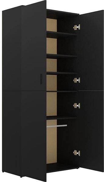 Botník Skrinka čierna, 80 × 39 × 178 cm, drevotrieska 802859 Vlastnosti/technológia