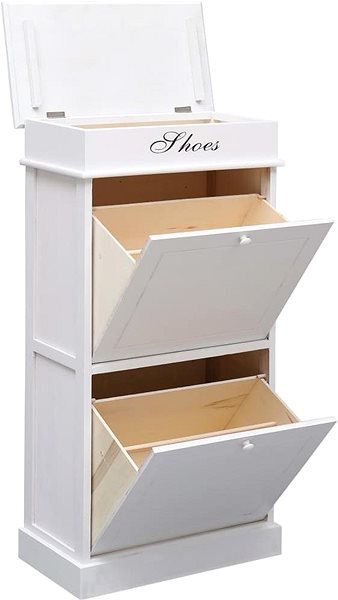 Botník Skrinka na topánky biela, 50 × 28 × 98 cm, drevo paulovnia Vlastnosti/technológia