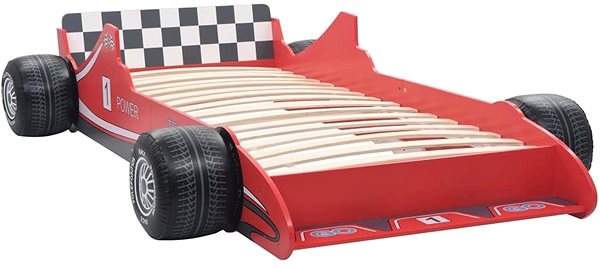 Posteľ Detská posteľ v tvare pretekárskeho auta 90 × 200 cm červená ...