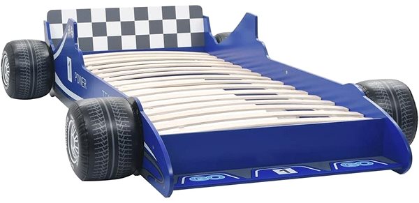 Posteľ Detská posteľ v tvare pretekárskeho auta 90×200 cm modrá ...