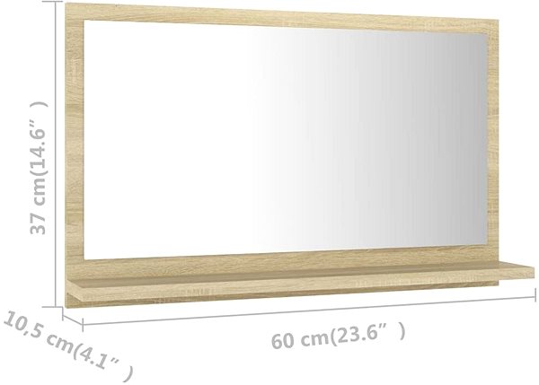 Zrkadlo Kúpeľňové zrkadlo dub sonoma 60 × 10,5 × 37 cm drevotrieska 804565 ...