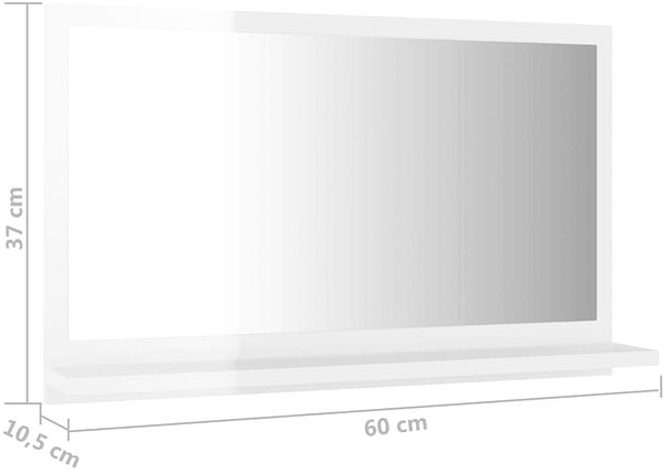Zrkadlo Kúpeľňové zrkadlo biele vysoký lesk 60 × 10,5 × 37 cm drevotrieska 804568 ...