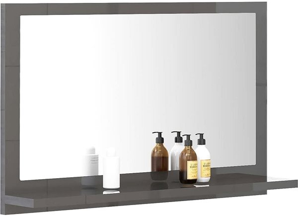 Zrkadlo Kúpeľňové zrkadlo sivé vysoký lesk 60 × 10,5 × 37 cm drevotrieska 804570 ...