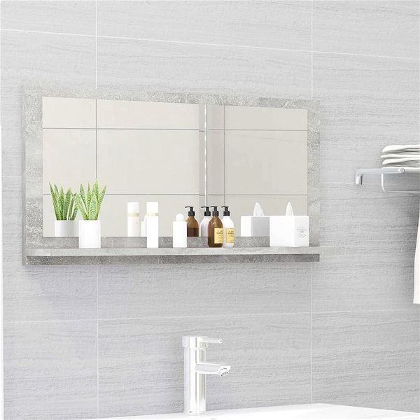 Zrkadlo Kúpeľňové zrkadlo betónovo sivé 80 × 10,5 × 37 cm drevotrieska 804575 ...