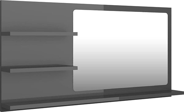 Zrkadlo Kúpeľňové zrkadlo sivé vysoký lesk 90 × 10,5 × 45 cm drevotrieska 805023 ...