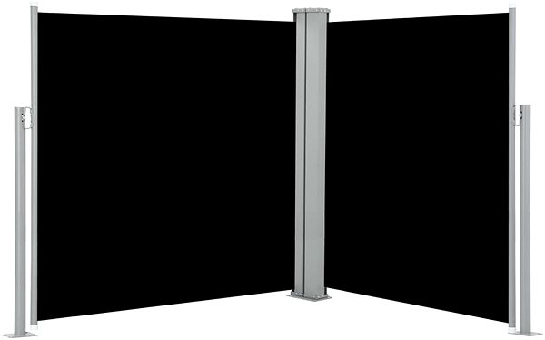 Markíza Obojstranná zaťahovacia bočná markíza 170 × 600 cm čierna 48466 Bočný pohľad