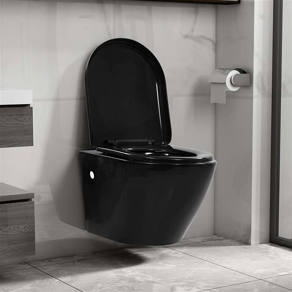 WC kombi Závesná toaleta s podomietkovou nádržkou keramická čierna 3054478 ...