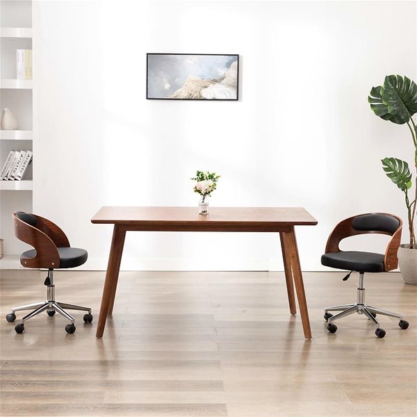 Office Chair Swivel Office Chair, Bentwood and Faux Leather, Black Lifestyle
