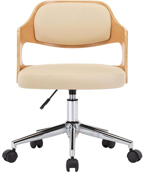 Office Chair Swivel Office Chair Cream Bentwood and Faux Leather Screen