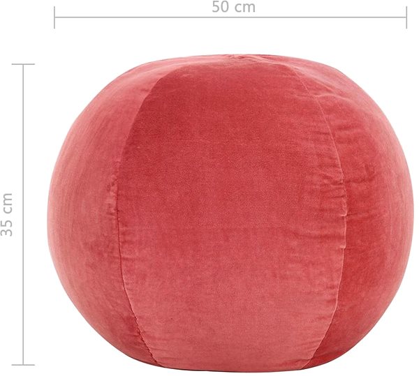 Poduška Sedací puf bavlnený zamat 50 × 35 cm ružový Technický nákres
