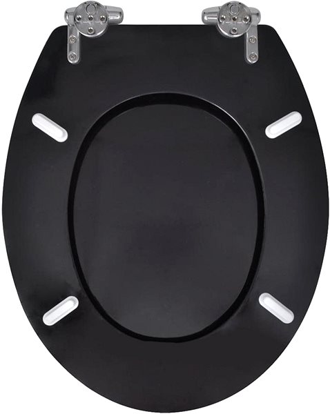 WC doska WC sedadlo s funkciou pomalého sklápania MDF jednoduchý vzhľad čierne Spodná strana