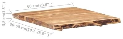 Table Top Solid Acacia Wood Table Top 60 × (50-60) × 3.8cm Technical draft
