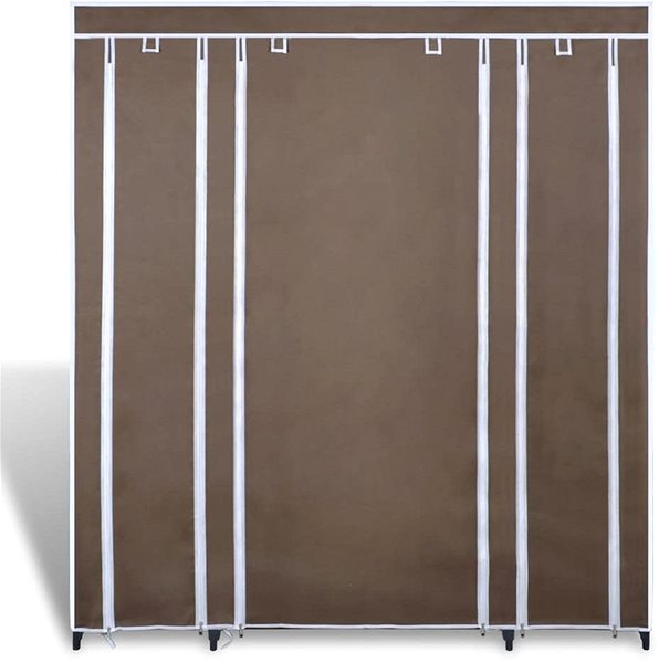 Šatníková skriňa Látková šatníková skriňa s priehradkami a tyčami, 45 x 150 x 176 cm, hnedá ...