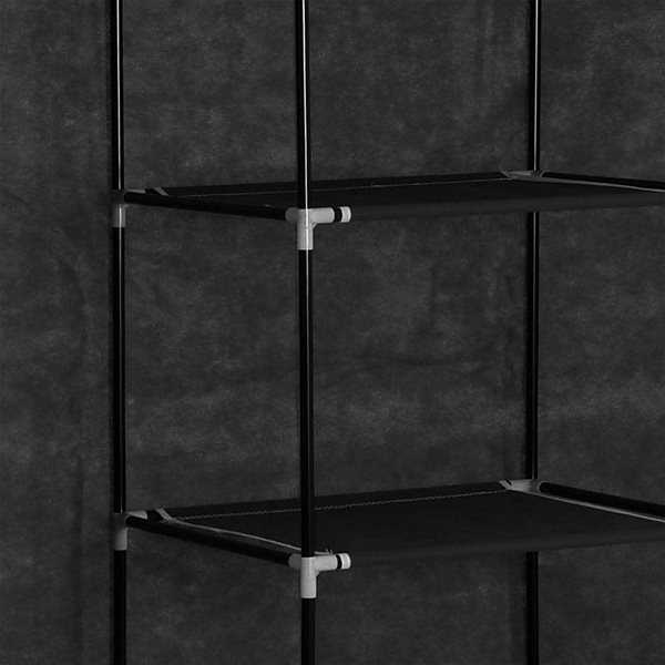 Šatníková skriňa Šatníková skriňa s priehradkami a tyčami čierna, 150 x 45 x 175 cm, textil ...