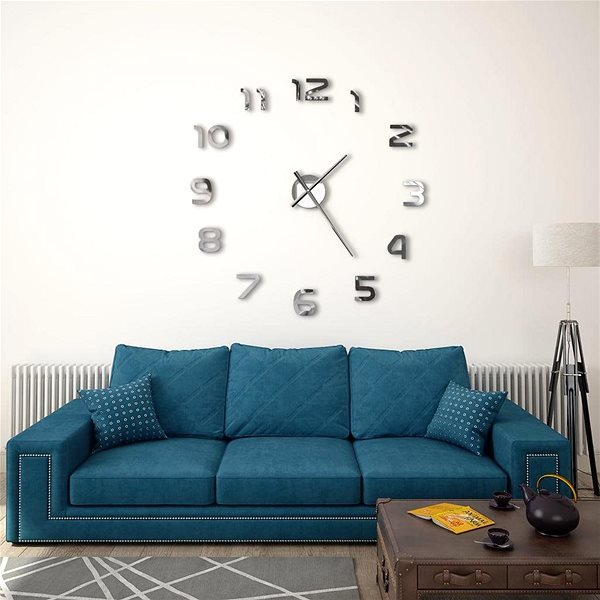 Wall Clock 3D Wall Clock with Modern Design 100cm XXL Silver Lifestyle