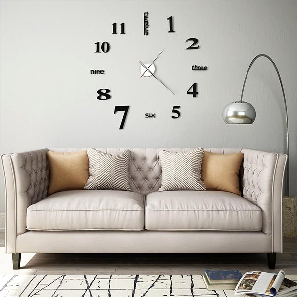 Wall Clock 3D Wall Clock with Modern Design 100cm XXL Black Lifestyle