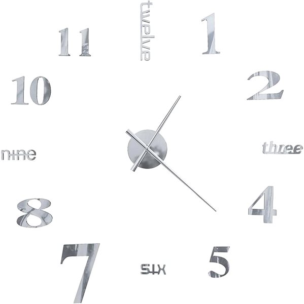 Wall Clock 3D Wall Clock with Modern Design 100cm XXL Silver Screen