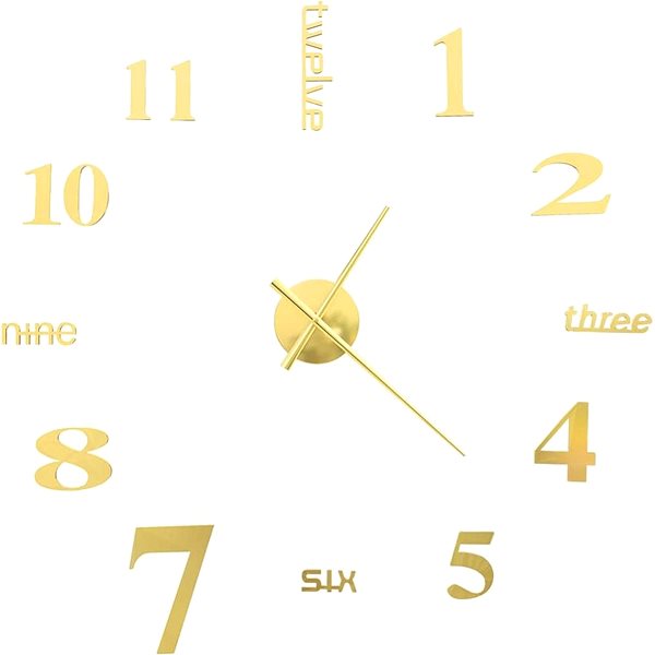 Wall Clock 3D Wall Clock with Modern Design 100cm XXL Gold Screen