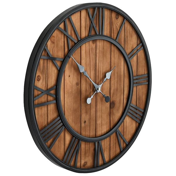 Wall Clock Vintage Wall Clock with Quartz Wood and Metal Movement 60cm XXL Lateral view