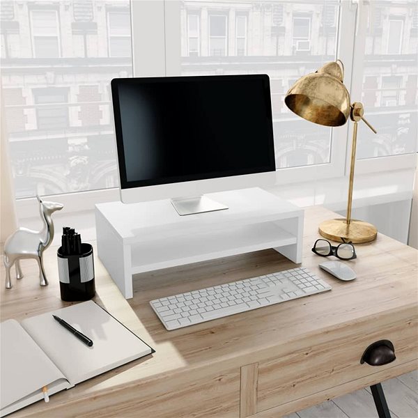 Držiak na monitor Stojan na monitor biely 42 × 24 × 13 cm drevotrieska Lifestyle