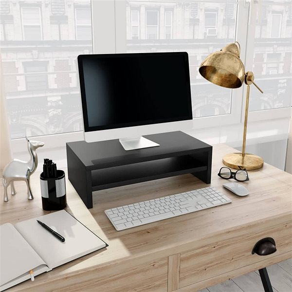 Držiak na monitor Stojan na monitor čierny 42 × 24 × 13 cm drevotrieska Lifestyle