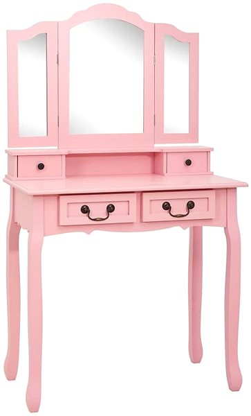 Toaletný stolík Toaletný stolík so stoličkou ružový 80 × 69 × 141 cm paulovnia ...